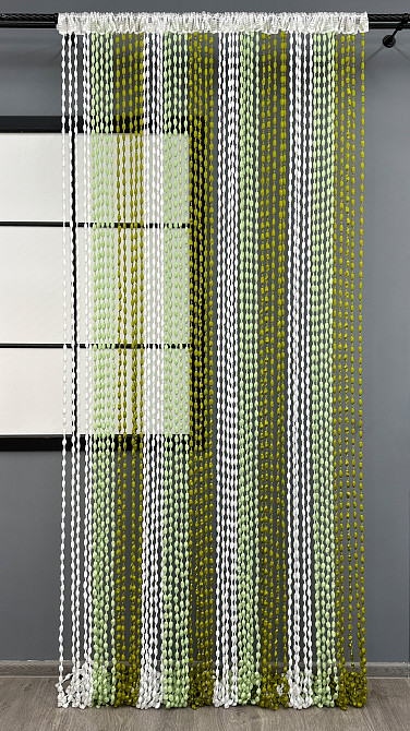 Штори-нитки "Шиніл" з люрексом Білий з оливково-м'ятним 300х300см 1 шт (61-098) Київ - фото 3