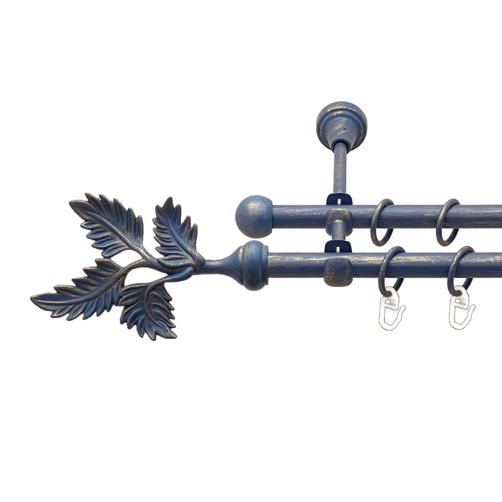 Карниз Orvit Папороть металевий дворядний відкритий Блакить Золота 16\16 мм 300 см (00-00015668) Львов - изображение 1