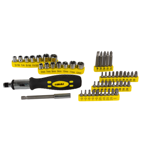 Отвертка + торцевые насадки и биты 51шт CrV SIGMA (4002131) Ровно