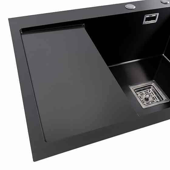 PLATINUM Кухонна мийка чорна Platinum PVD Handmade 65*50 R(квадратний сифон 3,0/1) Киев