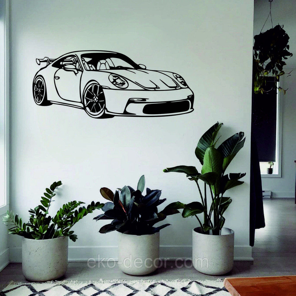 Декоративне настінне Панно «Авто Порш», Декор на стіну 110*46 см, Чорний Київ - фото 2