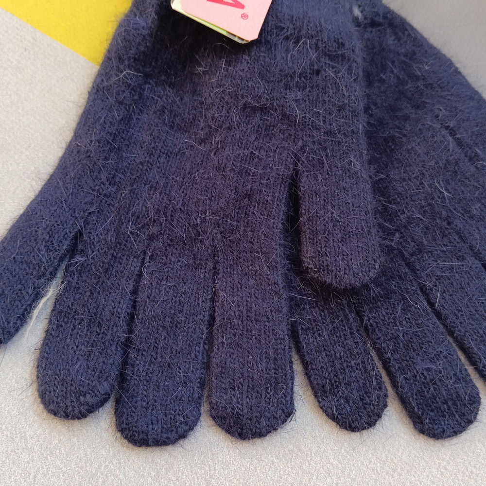 Теплі жіночі рукавички вовняні темно-сині Київ - фото 2