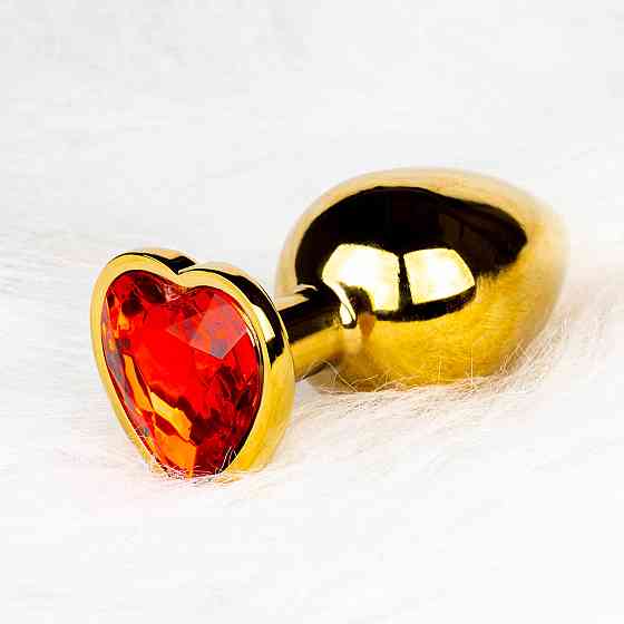 Металическая анальная пробка Heart Gem, размер M, золотисто-красная Ouch! (Нидерланды) Sex Aura Киев