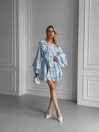 Женское стильное легкое платье в стиле бохо с воланами софт Одесса