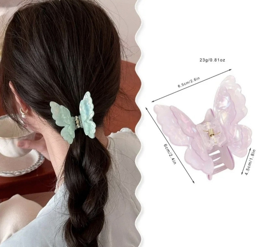 Заколка-крабік метелик з подвійними крильцями Сміла - фото 4