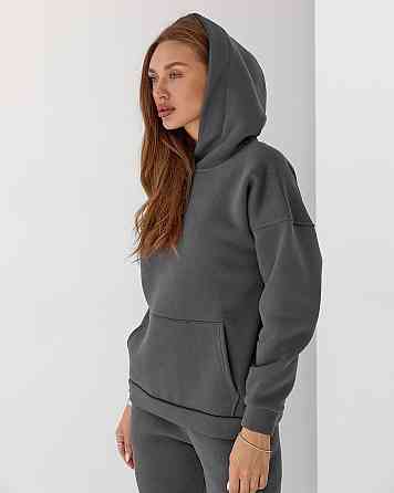 Женский спортивный теплый костюм оверсайз Графитовый S Харьков