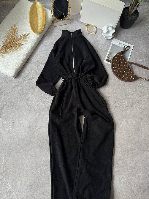 Женский теплый повседневный комбинезон из двухстороннего флиса Черный, 48/52 Одесса - изображение 4