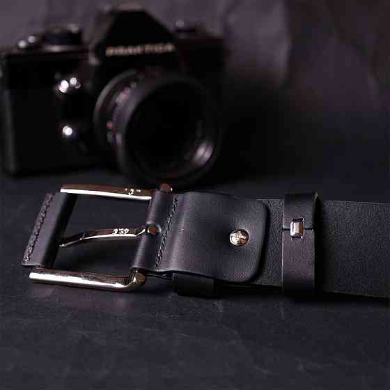 Качественный ремень под джинсы из натуральной кожи GRANDE PELLE 11685 Черный Киев