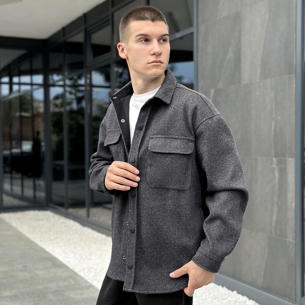 Сорочка-пальто для чоловіків Pobedov Mars. Сорочка демісезонна чоловіча темно-сіра Київ - фото 9