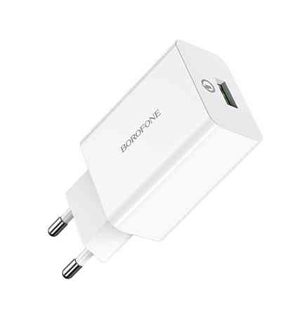 Мережевий зарядний пристрій BOROFONE BA21A Long journey single port QC3.0 charger White Київ