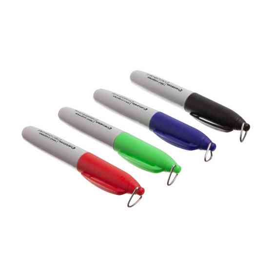 Міні-маркери перманентні, кольорові (чорний, синій, зелений, червоний), довжина: 93 мм, уп. 80 шт. INTERTOOL KT-5011 Київ