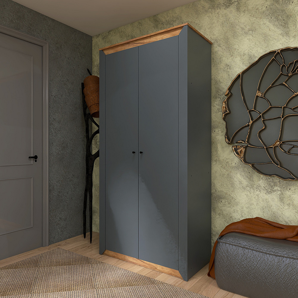 Шкаф двухдверный Эверест Нордик-990 Графит + Дуб крафт золотой (DTM-5536) Днепр - изображение 4