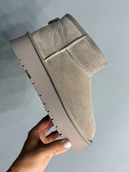 Угги женские Hengji 25-3 натуральная замша короткие на высокой подошве бежевые, 37, 23,5 см Киев - изображение 12