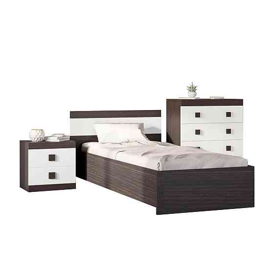 Спальня Детская Эверест Соната Комплект 8 (модульная - 3 элемента) венге темный + белый (DTM-2592) Львов