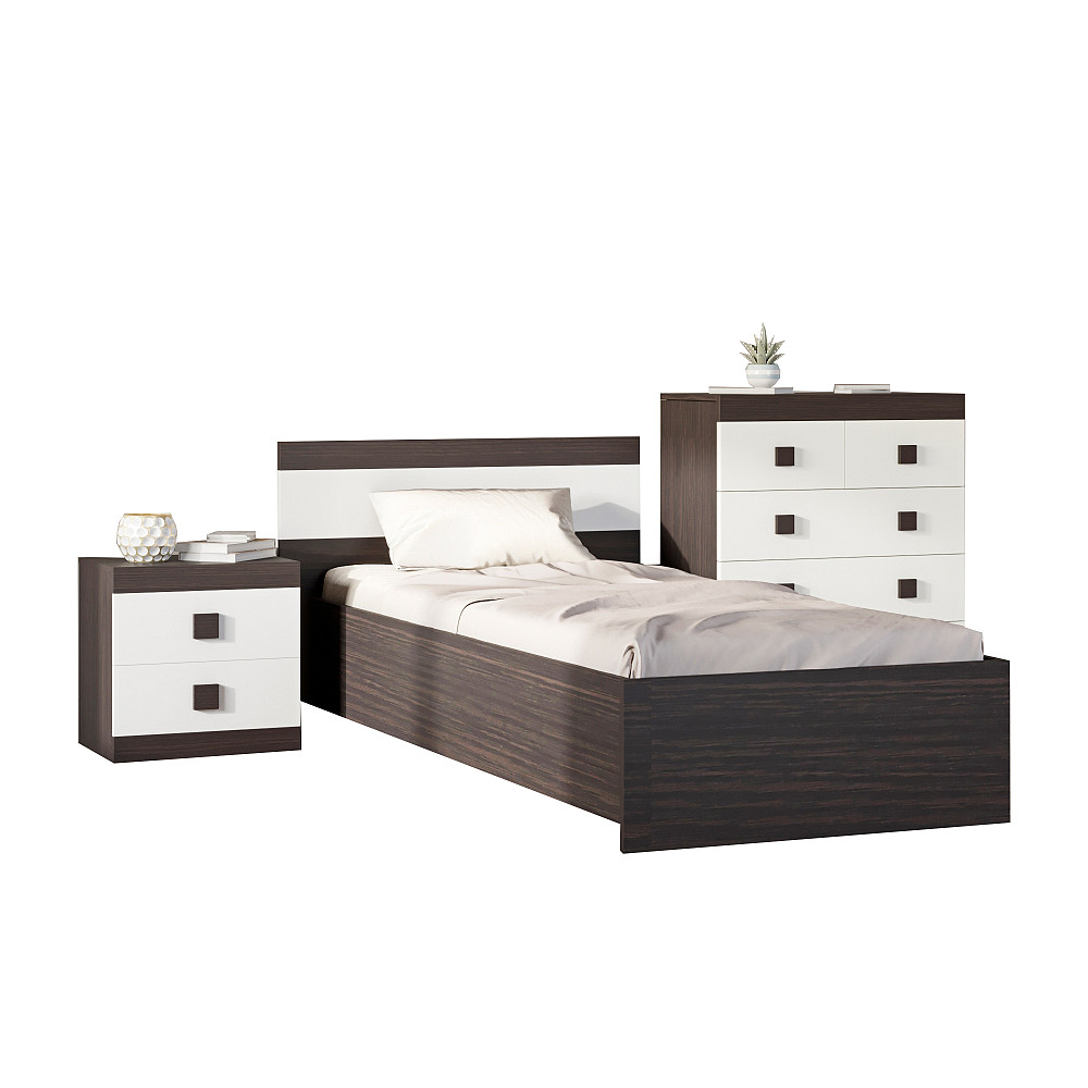 Спальня Детская Эверест Соната Комплект 8 (модульная - 3 элемента) венге темный + белый (DTM-2592) Львов - изображение 2