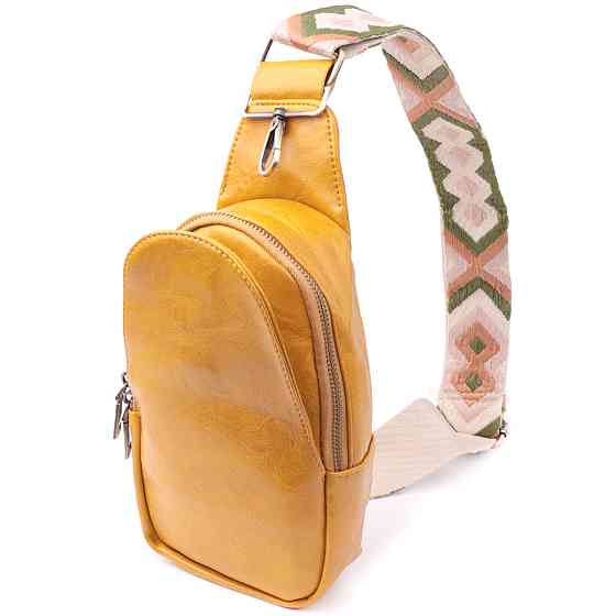 Удобная женская слинг сумка через плечо из экокожи Vintage sale_15118 Желтый Киев