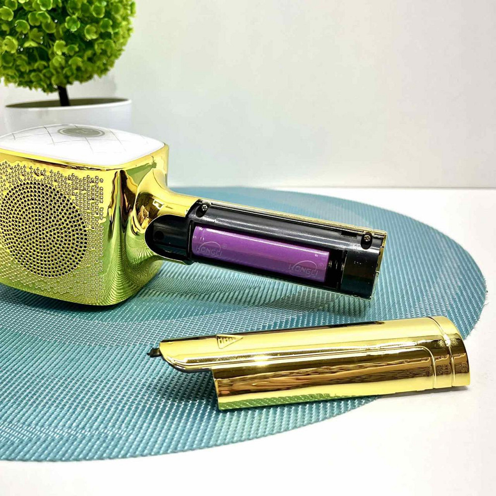 Мікрофон бездротової караоке bluetooth USB акумулятор TF слот 25см Золотистий (L20) Чернигов - изображение 4