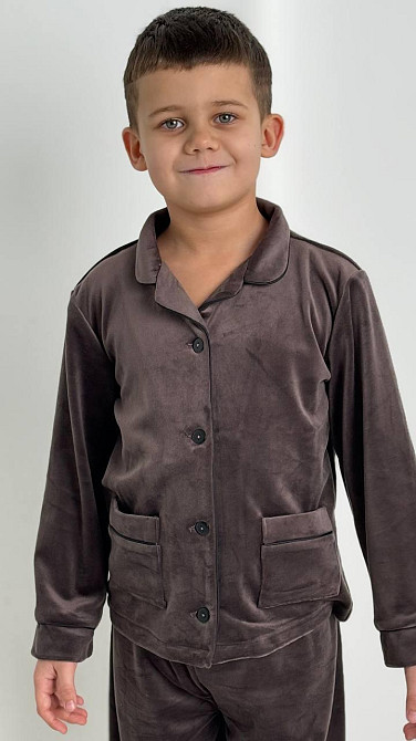 Детская велюровая теплая пижама два кармана Шоколадный ч/к 154-158 Харьков - изображение 4