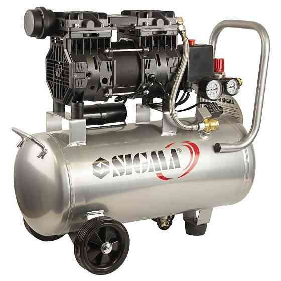 Компрессор двухцилиндровый безмасляный 1.1кВт 1400об/мин 160л/мин 8бар 58дБ 24л SIGMA (7042521) Ровно