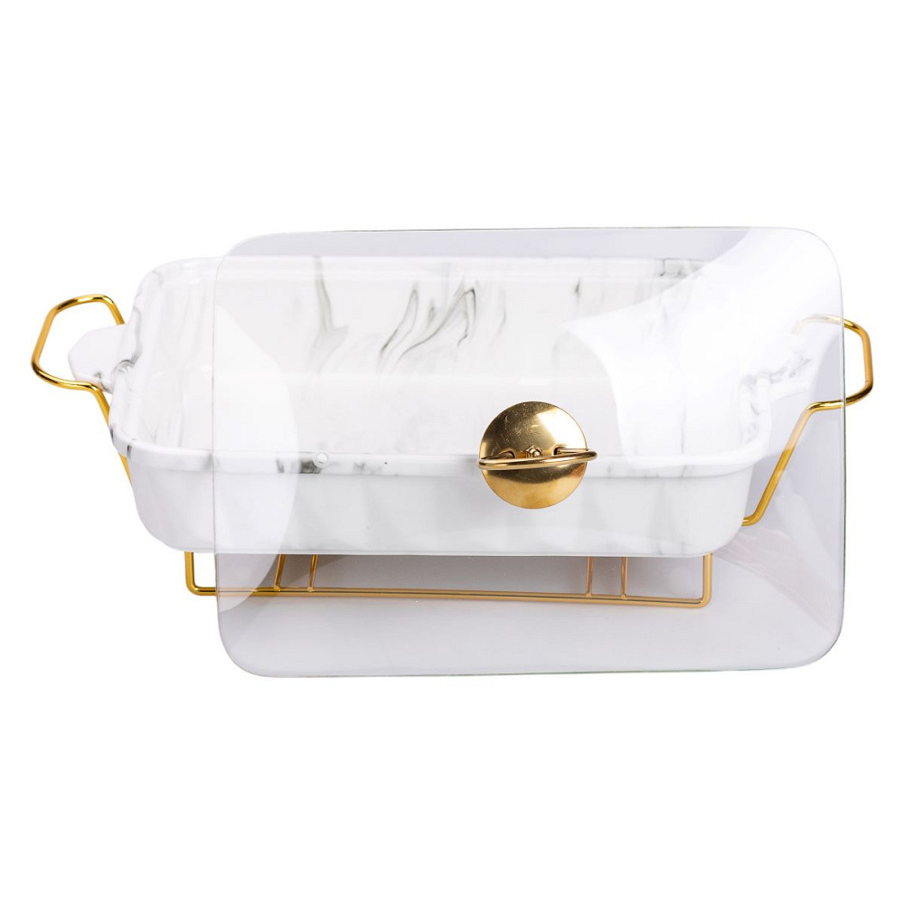 Yiwu Настільний марміт 2 літри прямокутний порцеляновий 40х22.5х15.5 см на підставці Lugi Коломыя - изображение 4