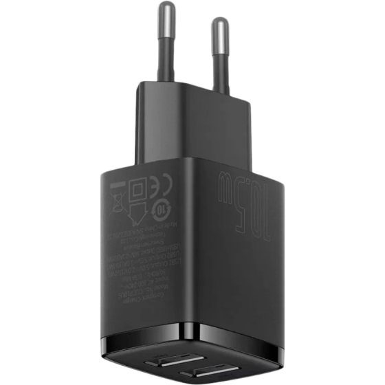 Мережевий зарядний пристрій Baseus Compact Charger 2U 10.5W EU, колір чорний CCXJ010201 Одеса