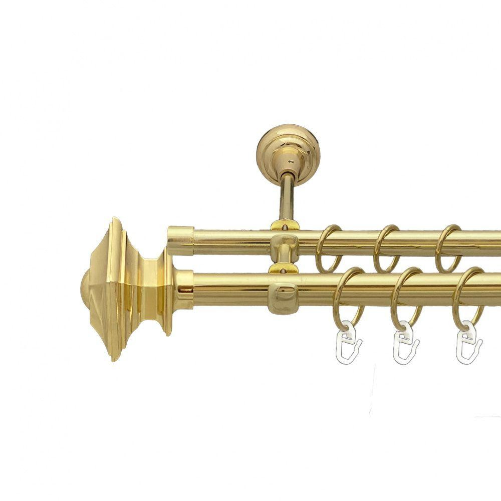 Карниз Orvit Борджеза металевий дворядний відкритий гладка труба кільце металеве Золото 19\16 мм 160 см (00-00012970) Львів - фото 1