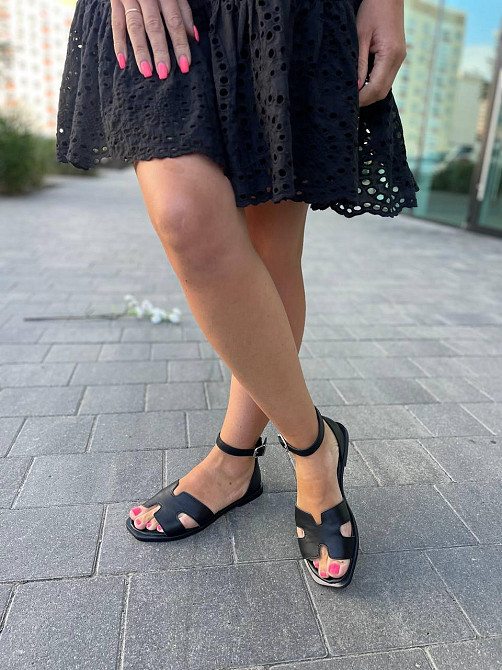 Mermaid Босоніжки жіночі чорні Mermaid 2405 літні з натуральної шкіри / Шкіряні босоніжки на ни Коломия - фото 6