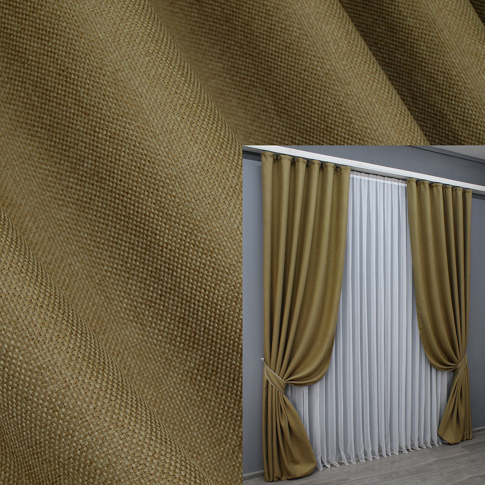 Комплект готовых штор VR-Textil Лен рогожка № 1447ш Бежевый 150х270 см 2 шт (33-0301) Киев - изображение 1