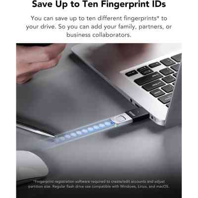 USB флеш накопитель Lexar 256GB JumpDrive Fingerprint F35 Pro USB 3.2 (LJDF35P256G-RNBNG) Винница