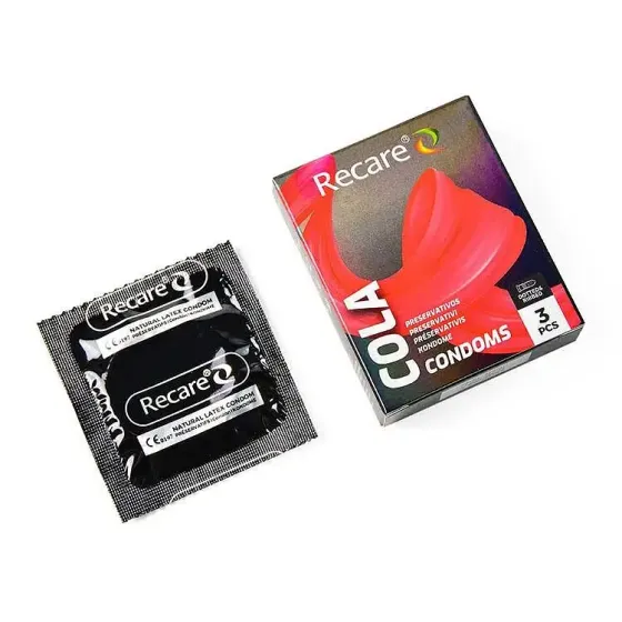 Презервативи Holographic Recare Cola Dotted&Ribbed Condoms 3 шт, з пухирцями і ребрами, аромат: Кола Львів