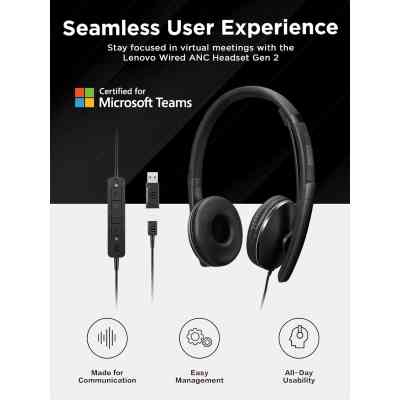 Навушники Lenovo Wired ANC Headset Gen 2 (Teams) Black (4XD1M45627) Вінниця