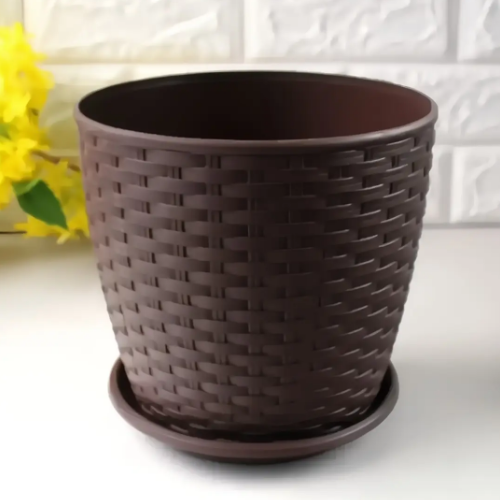 Вазон Ротанг з підставкою 20*18см темно-коричневий Алеана Житомир