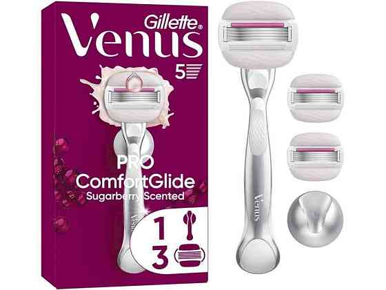 Станок для гоління 5леза 1шт жіночий Pro ComfortGlide Sugarberry з 3 змінними картриджами тримач для душу ТМ VENUS Київ