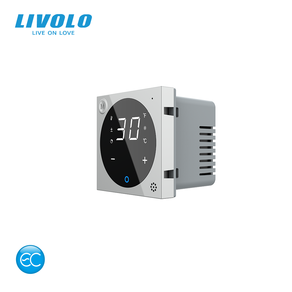 Розумний Wi-Fi терморегулятор (термостат) сенсорний програмований для водяної теплої підлоги LIVOLO, сірий, модуль без рамки (VL-FCQ1Z2-2IP) Коломия - фото 1