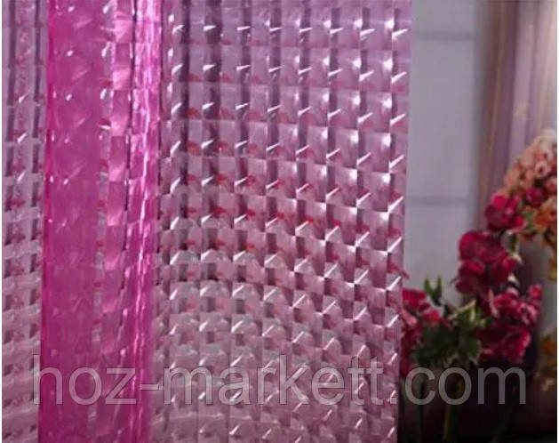 Штора в ванную силиконовая с 3 D эффектом шторка для ванной розовая 180 х 180 см Харьков - изображение 4