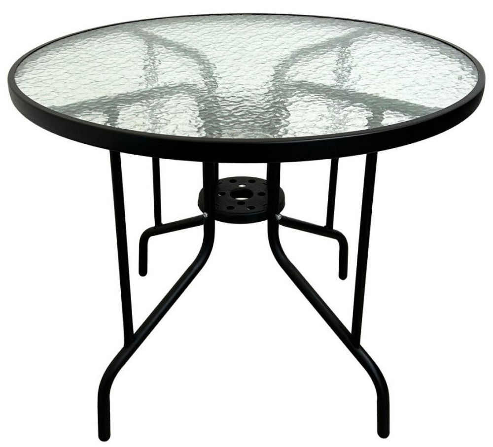 Стіл скляний садовий для тераси Bonro B-90 чорний столик Київ - фото 1
