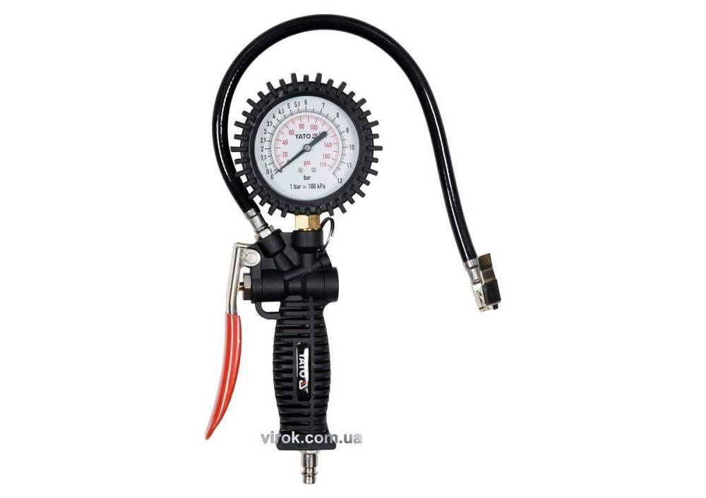 Пістолет для накачування шин YATO з манометром P ≤ 0.8 MPa, Ø= 1/4