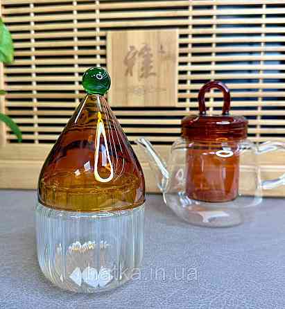 Цукорниця ємність для зберігання скляна "Гном" 260 мл коричневе та прозоре скло 102-807 Київ