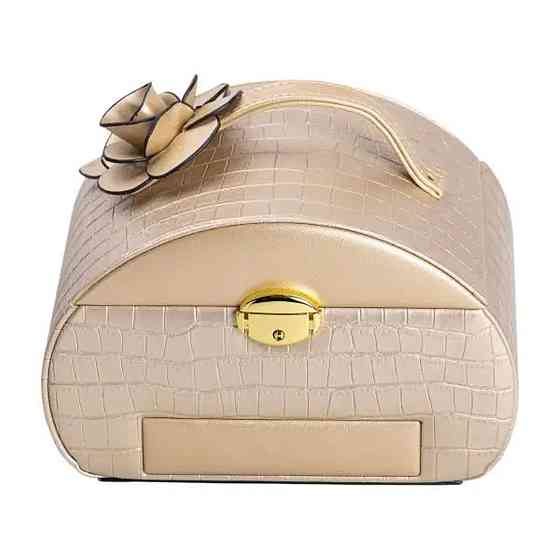 Шкатулка для украшений из эко кожи 3 яруса с замком органайзер для ювелирных изделий HP-5-21GOLD Киев