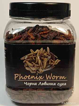 Чорна Львинка "Phoenix Worm" тм Буся. Корм для їжаків, птахів, гризунів, рептилій. 450мл/120г Зміїв