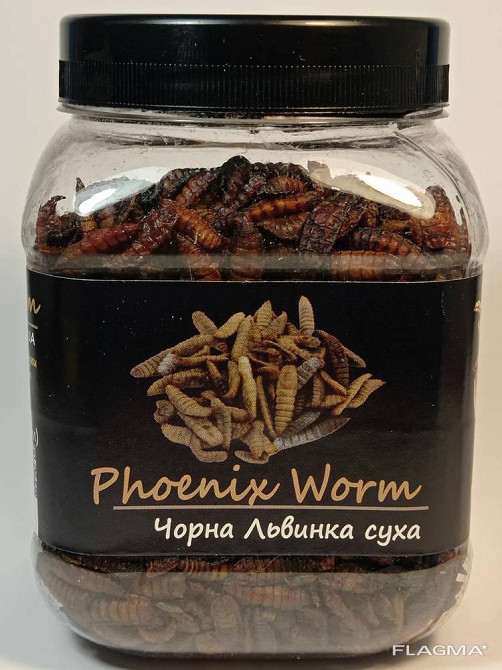 Чорна Львинка "Phoenix Worm" тм Буся. Корм для їжаків, птахів, гризунів, рептилій. 450мл/120г Зміїв - фото 3