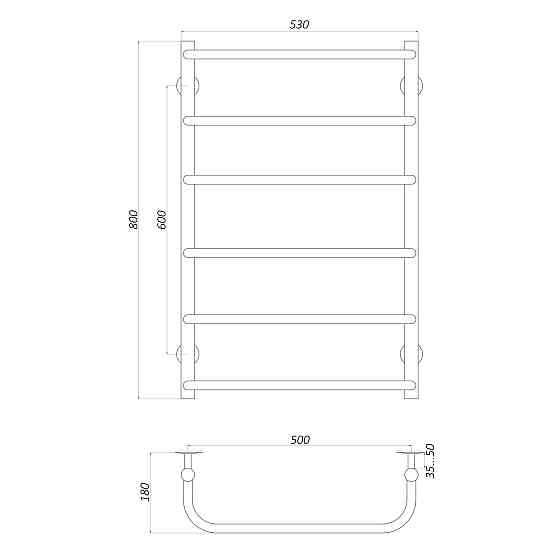 Рушникосушарка UNIO LS W 800-500-6 Драбинка Скоба вода Киев