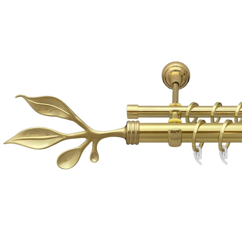 Карниз Orvit Баваро металевий дворядний відкритий гладка труба кільце фасонне металеве  Золото 25\16 мм 300 см Львов - изображение 1