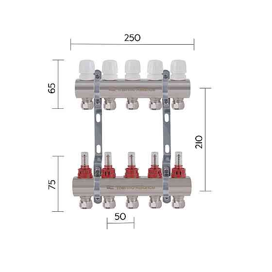 Коллектор латунный с расходомерами и евроконусами Thermo Alliance Standart 1
