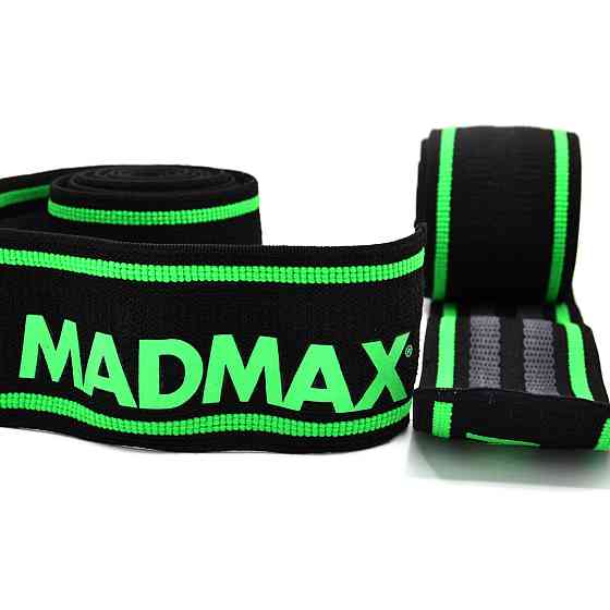 Бінті на коліна MadMax MFA-299 Non slide & slip knee wraps 2.0m Black/Green Кам'янське