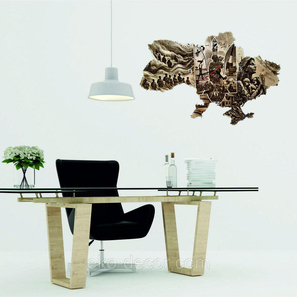 Дерев`янний настінний годинник з підсвіткою "Захисник" 60*40 см Київ - фото 3