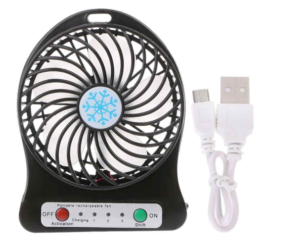 Портативний настільний міні-вентилятор 3 швидкості, акумулятор знімний FAN-001, без підбору за кольором Одеса - фото 6