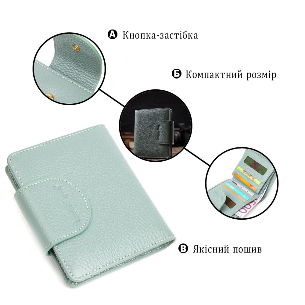 Стильный женский кошелек из натуральной кожи Tony Bellucci 21986 Серо-зеленый Киев - изображение 4