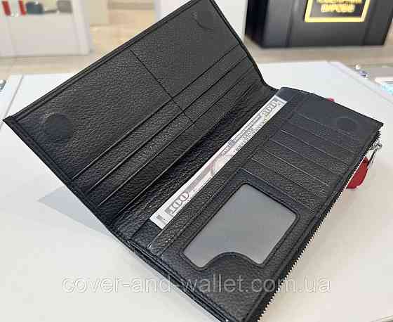 Большой кожаный мужской кошелек черного цвета на молнии Helen Verde 1431 Киев