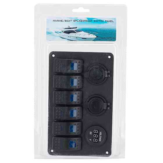 Панель переключения на 6 кнопок с вольметром, USB и прикуривателем Киев